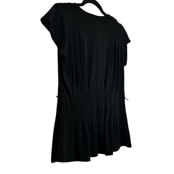 Alfani V-Neck Short Cap Sleeve Pleated Peplum Top Black Small - Picture 4 of 5